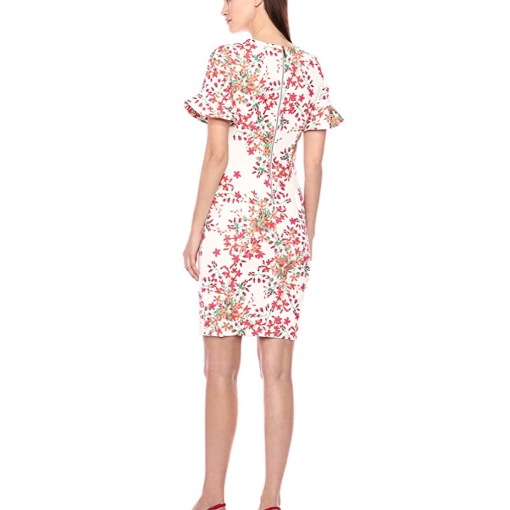 Calvin Klein White & Red Floral Sheath Dress NWT - Picture 2 of 13